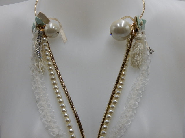 Collier grosses boules blanche