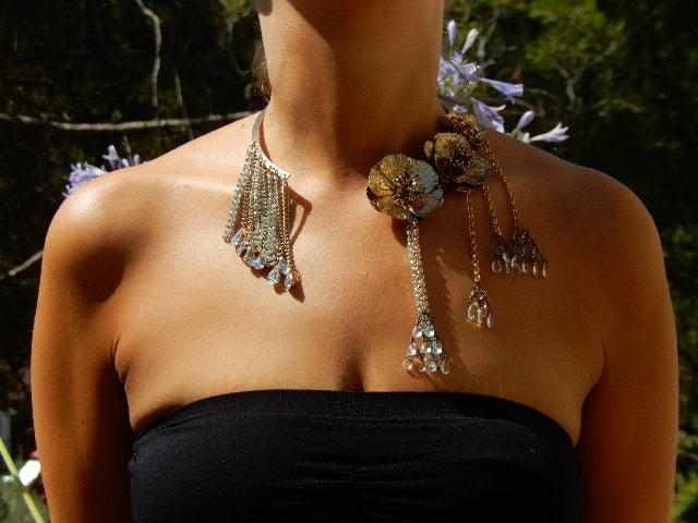 Collier fleurs dorées