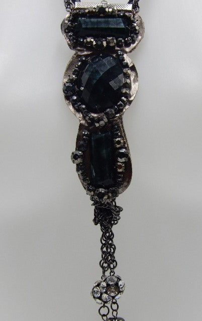 Sautoir gros strass noir