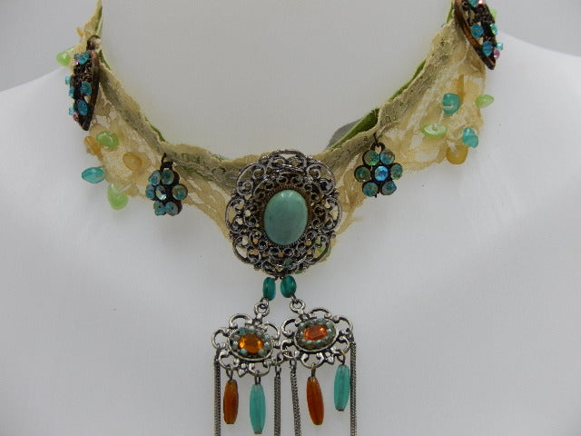 Ras de cou turquoise baroque