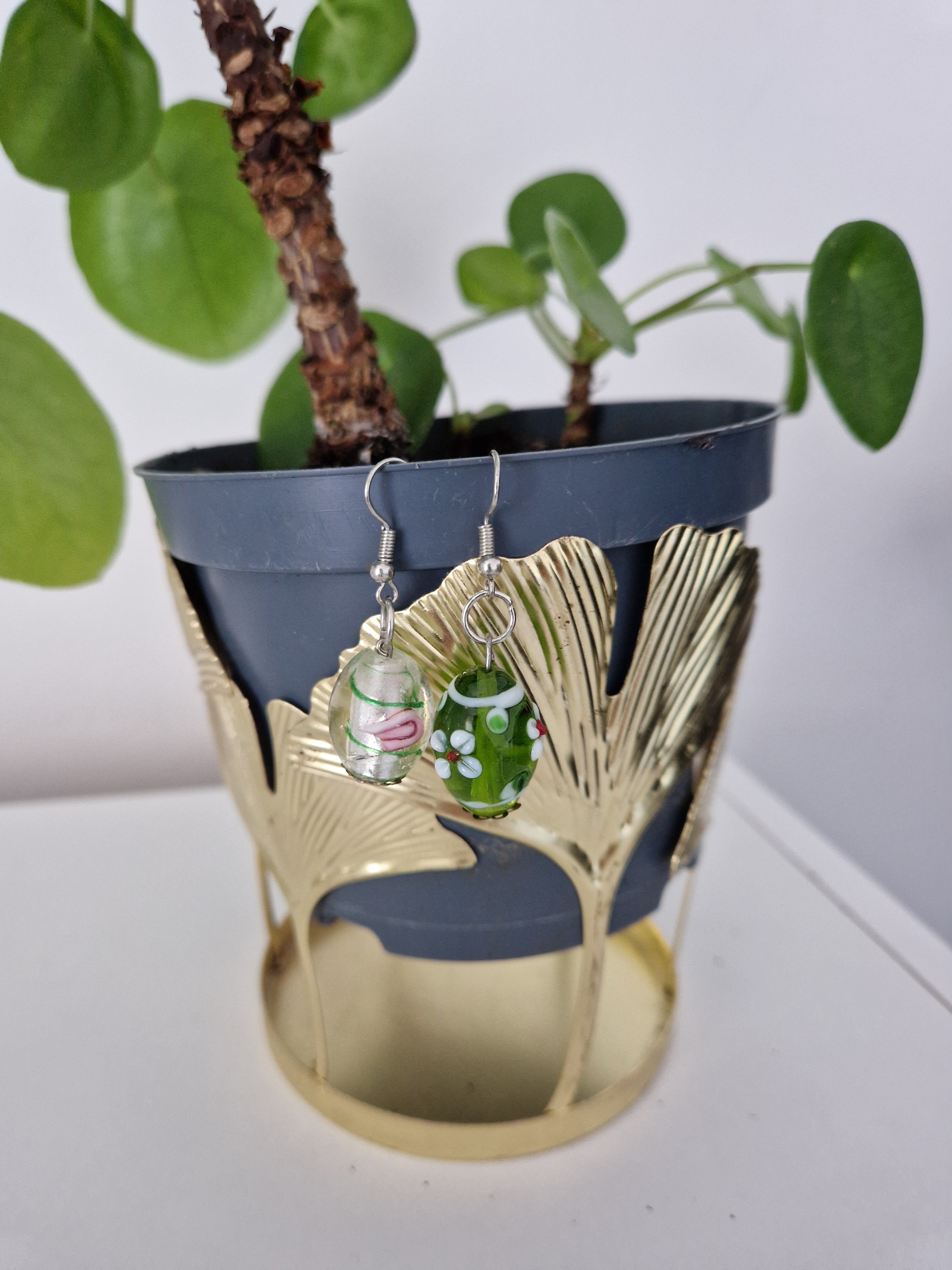 Boucles d'oreilles pierres à fleurs