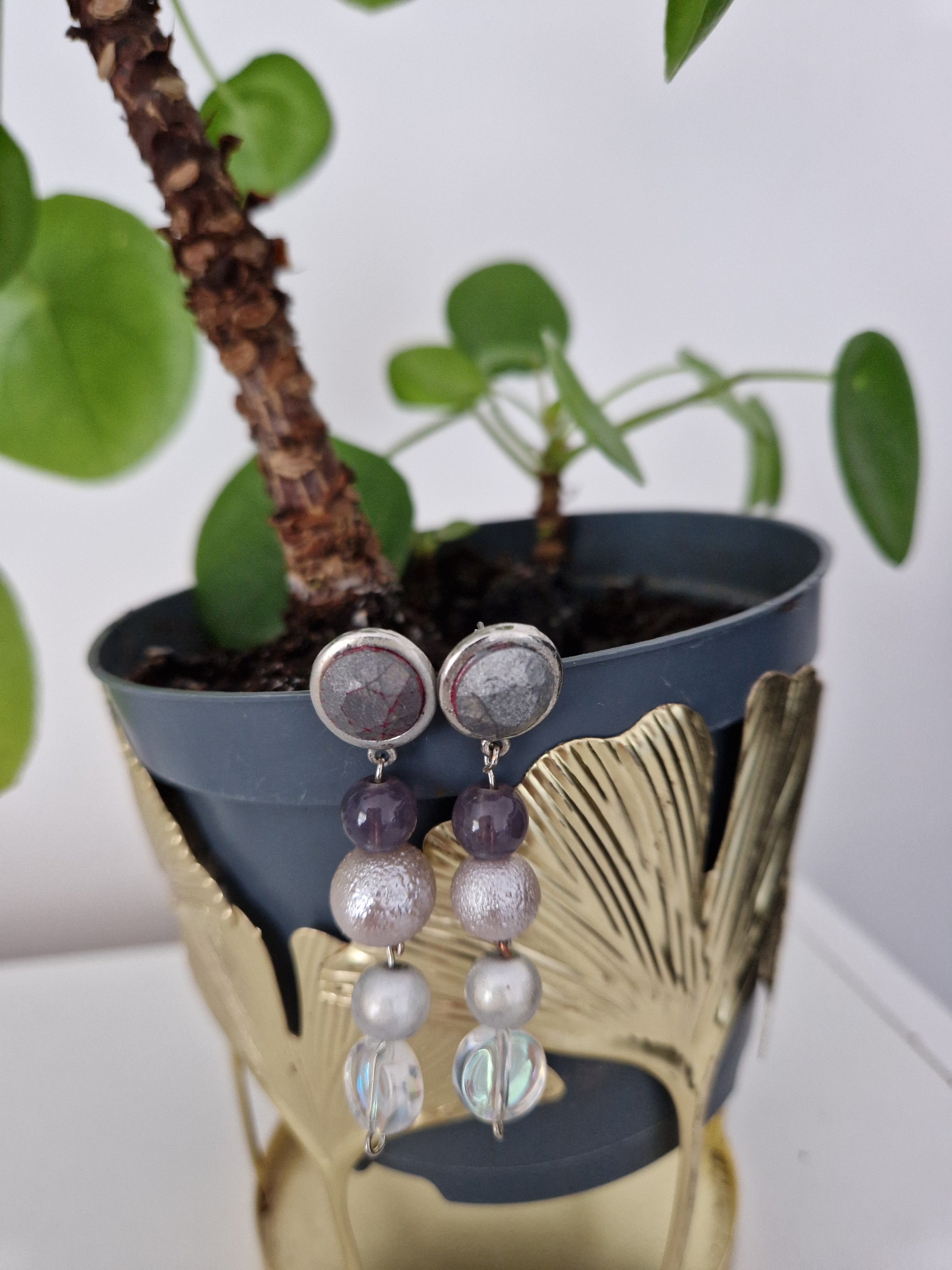 Boucles d'oreilles Perles grises