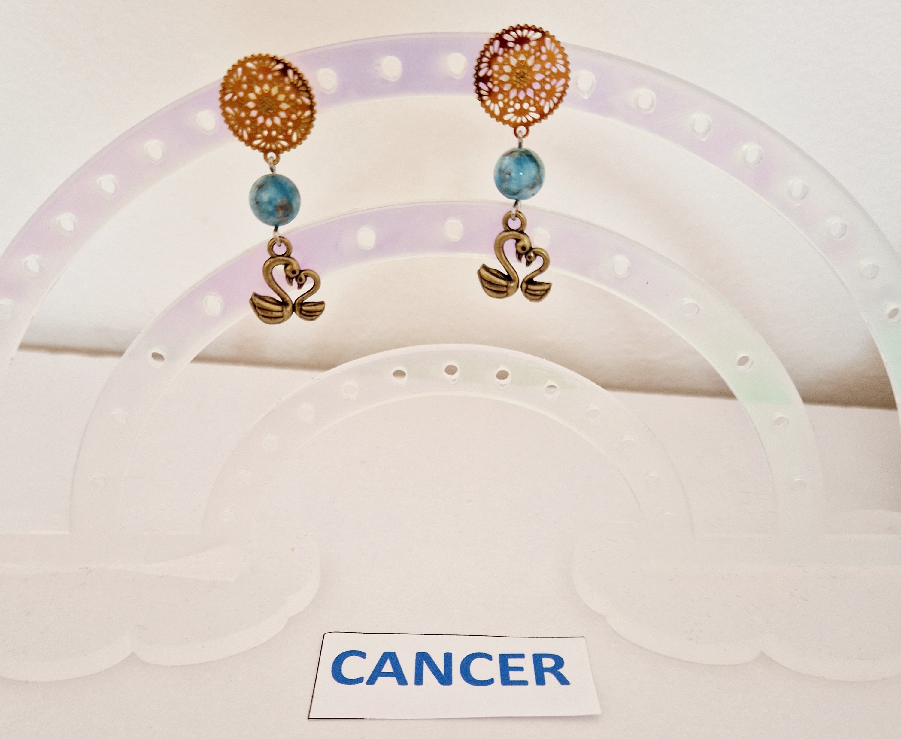 Boucles d'oreilles Cancer avec Cygnes