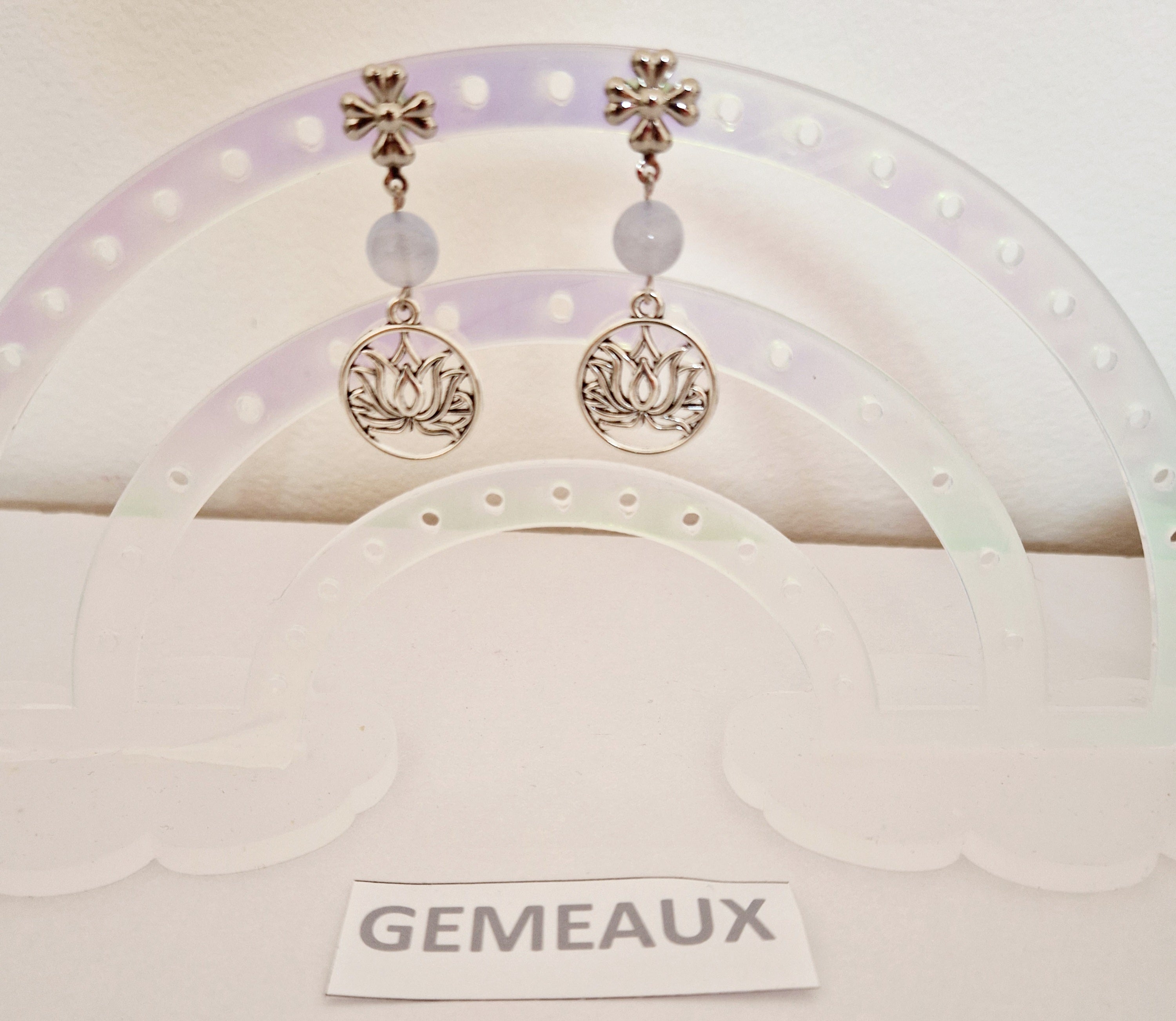 Boucles d'oreilles Gémeaux avec Lotus