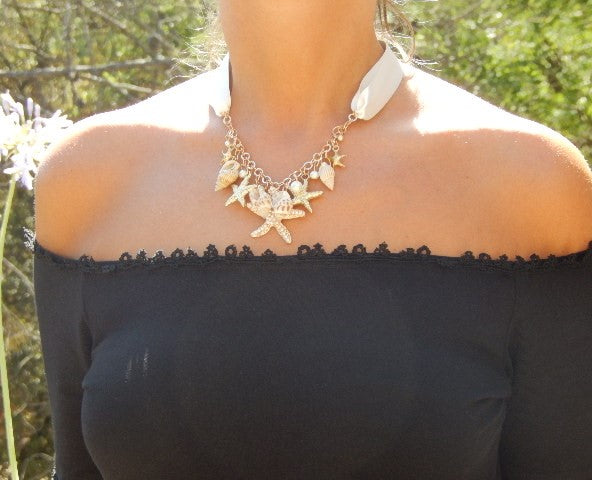 Collier coquillage et perles