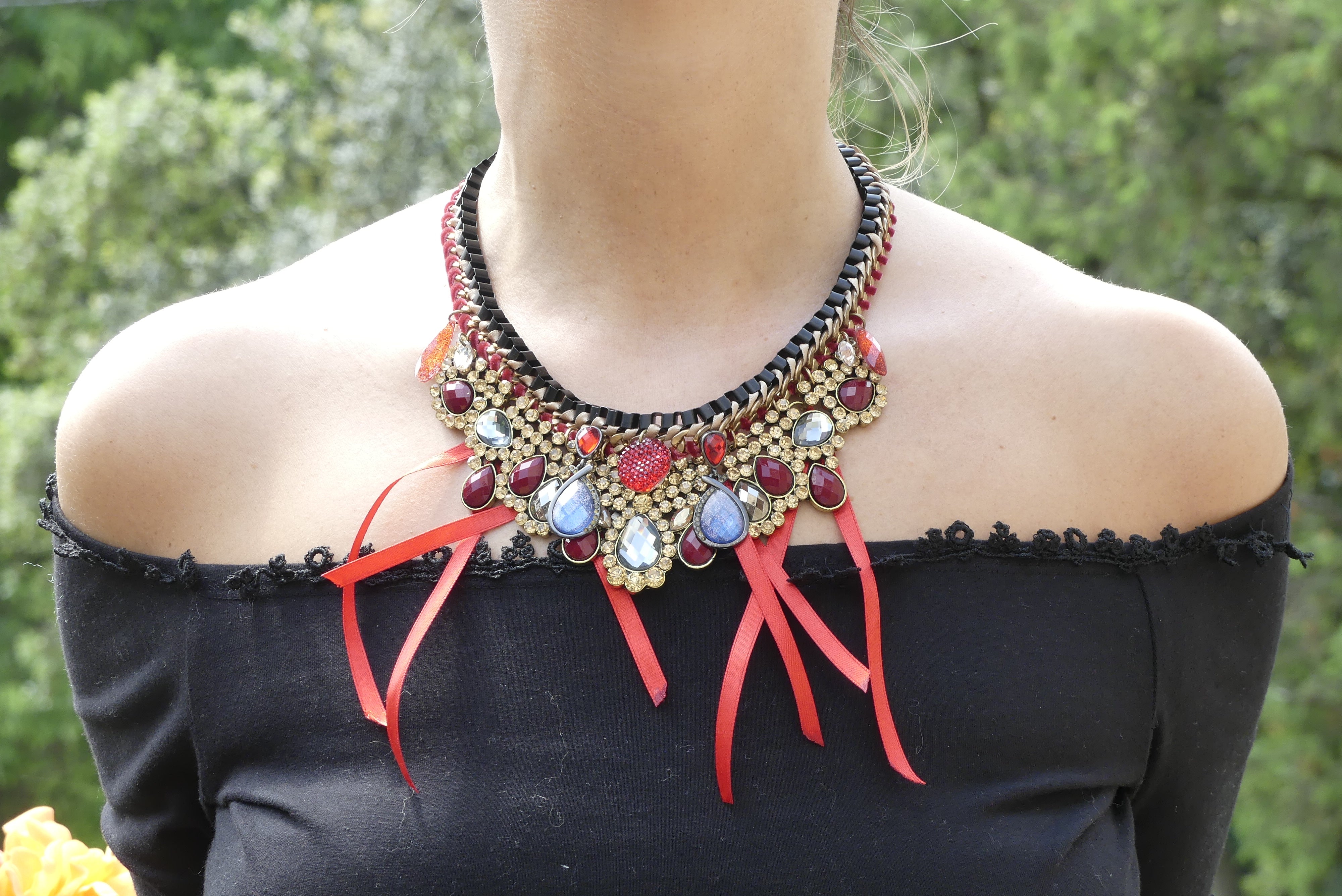 Collier strass rouges