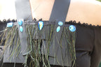 Collier cuir paon