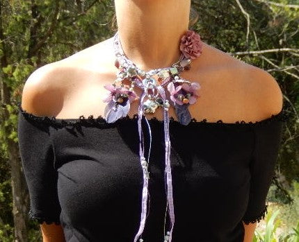 Collier vichy mauve