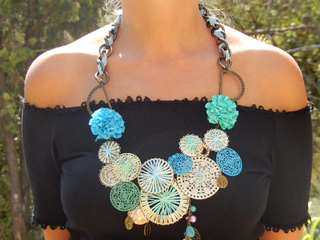 Collier feu d'artifice turquoise