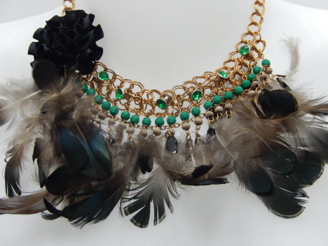 Collier plumes vertes