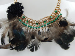 Collier plumes vertes