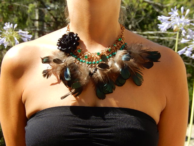 Collier plumes vertes