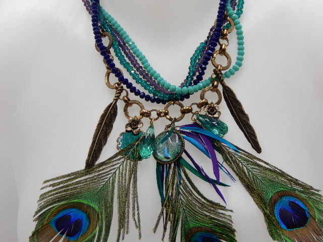 Collier paon et pampilles