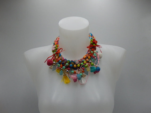 Collier tresse multicolore