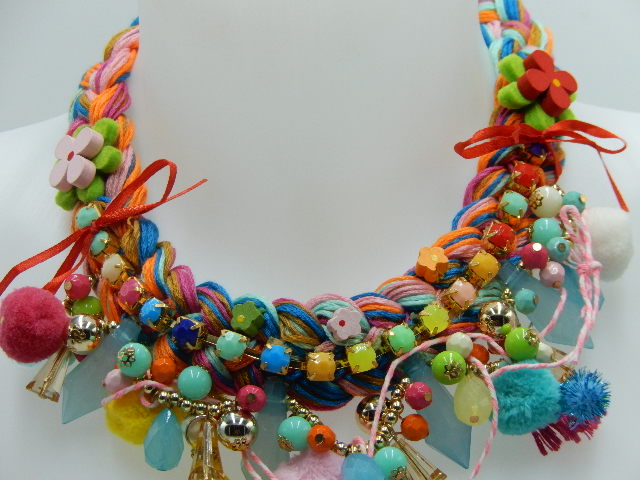 Collier tresse multicolore