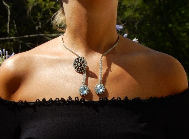 Collier strass pampilles