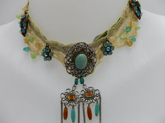 Ras de cou turquoise baroque