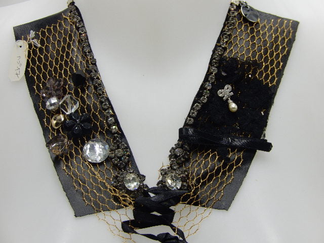 Collier cuir strass