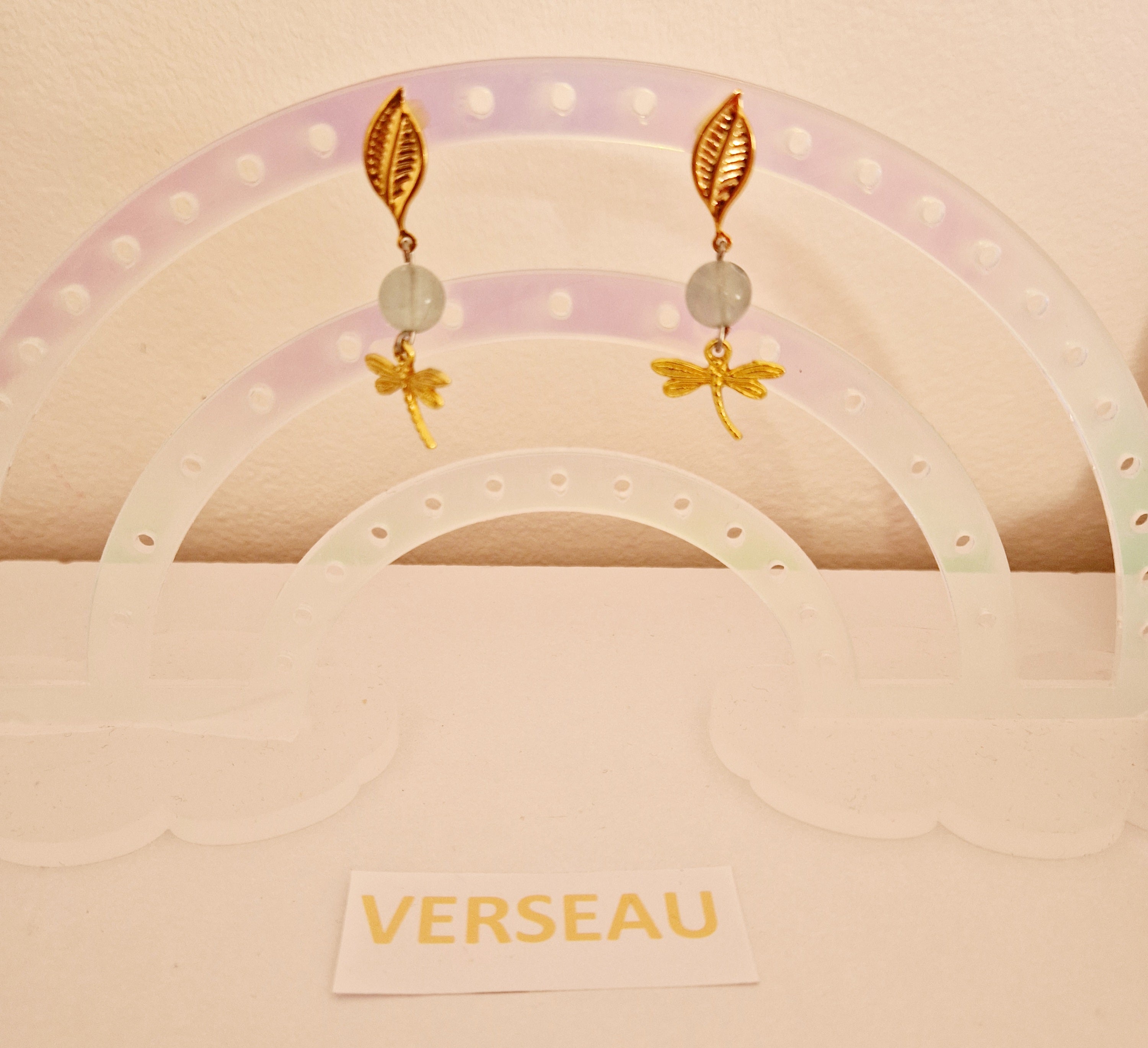 Boucles d'oreilles Verseau avec libellule