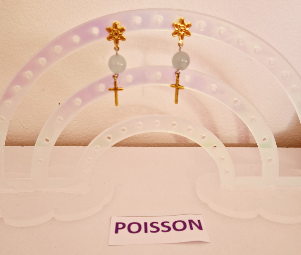 Boucles d'oreilles Poisson avec Croix