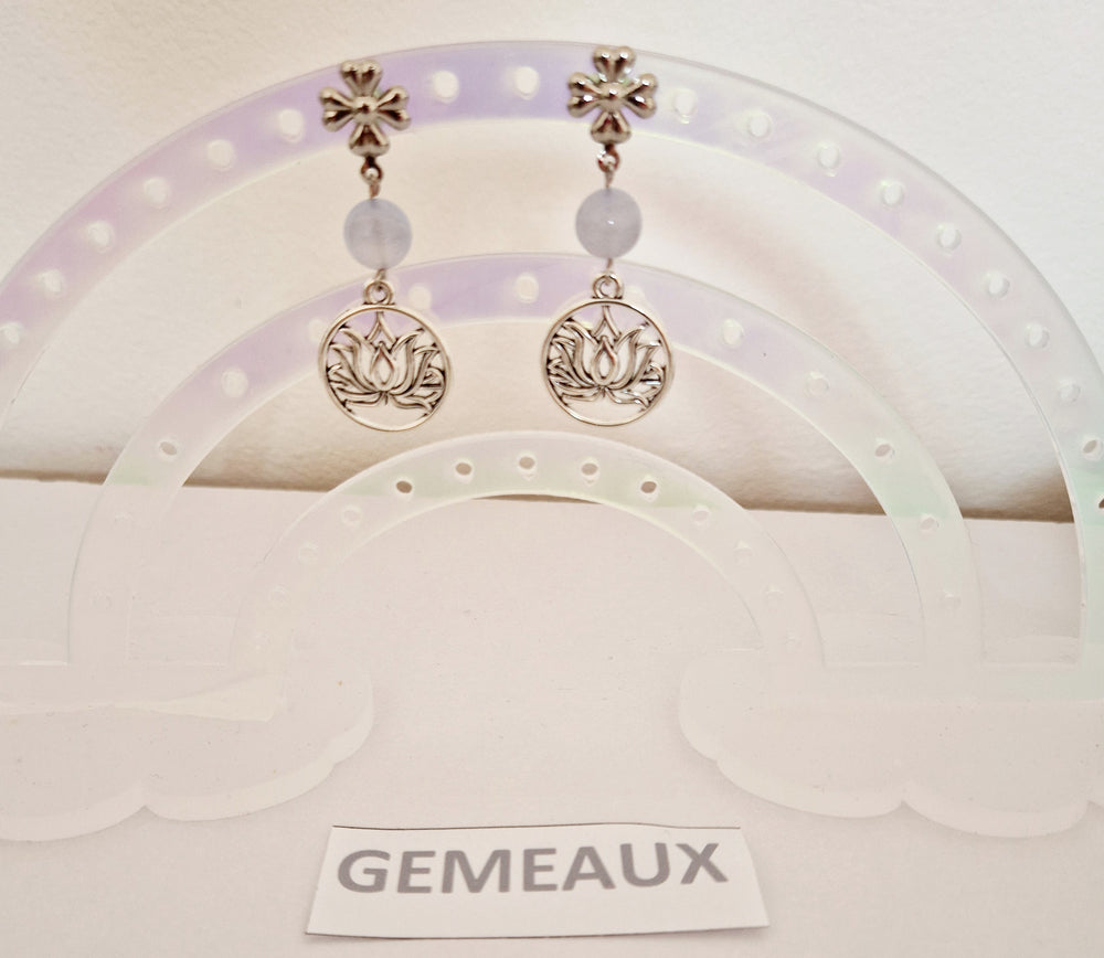 Boucles d'oreilles Gémeaux avec Lotus