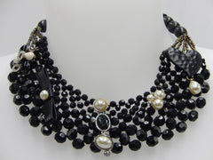 Collier col en perles noires