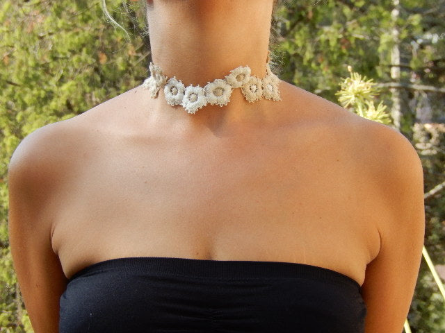 Ras de cou dentelle beige