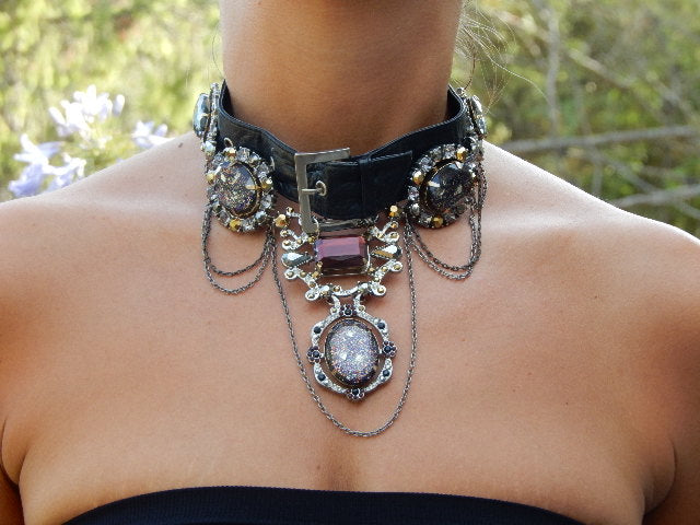 Ras de cou strass et chaîne