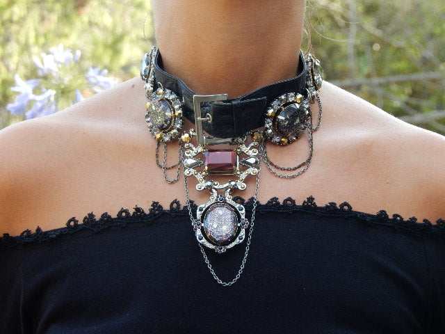 Ras de cou strass et chaîne