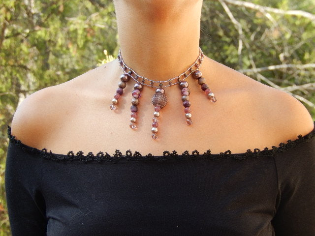 Ras de cou perles roses