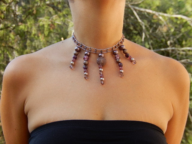 Ras de cou perles roses