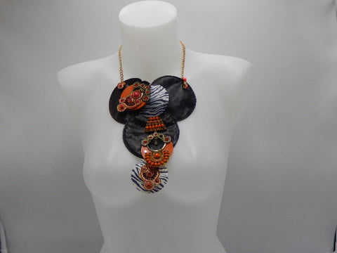 Plastron zèbre orange et marron