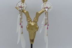 Créole tête de buffle blanche et plumes