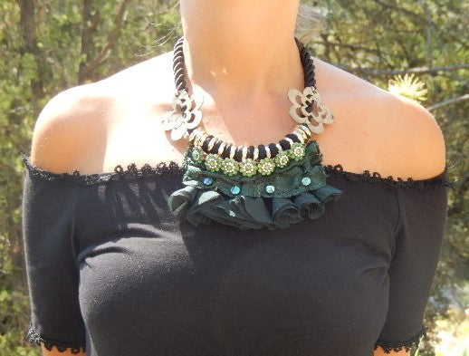 Collier pompons verts